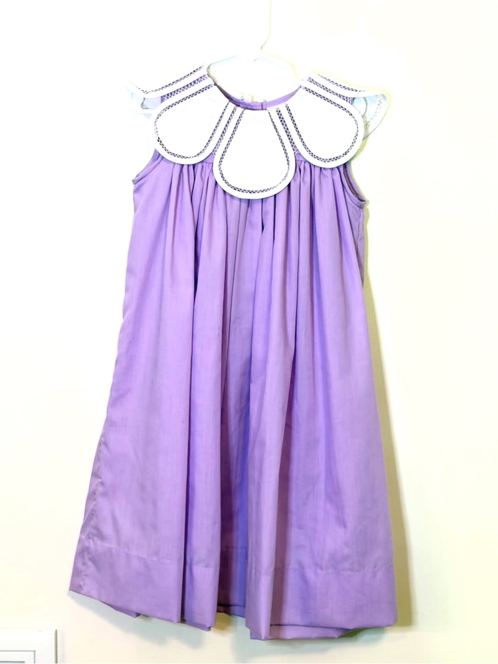 The Proper Peony Lilac Sleeveless Dress with White Petal Collar EUC